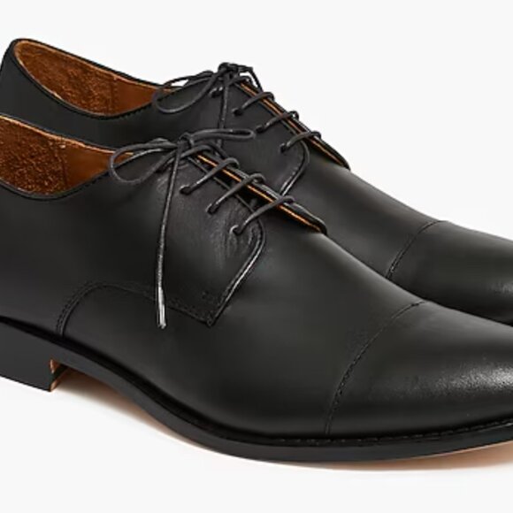 J. Crew Factory Leather cap toe shoes BS113 black 7 men’s EUC - Picture 1 of 5